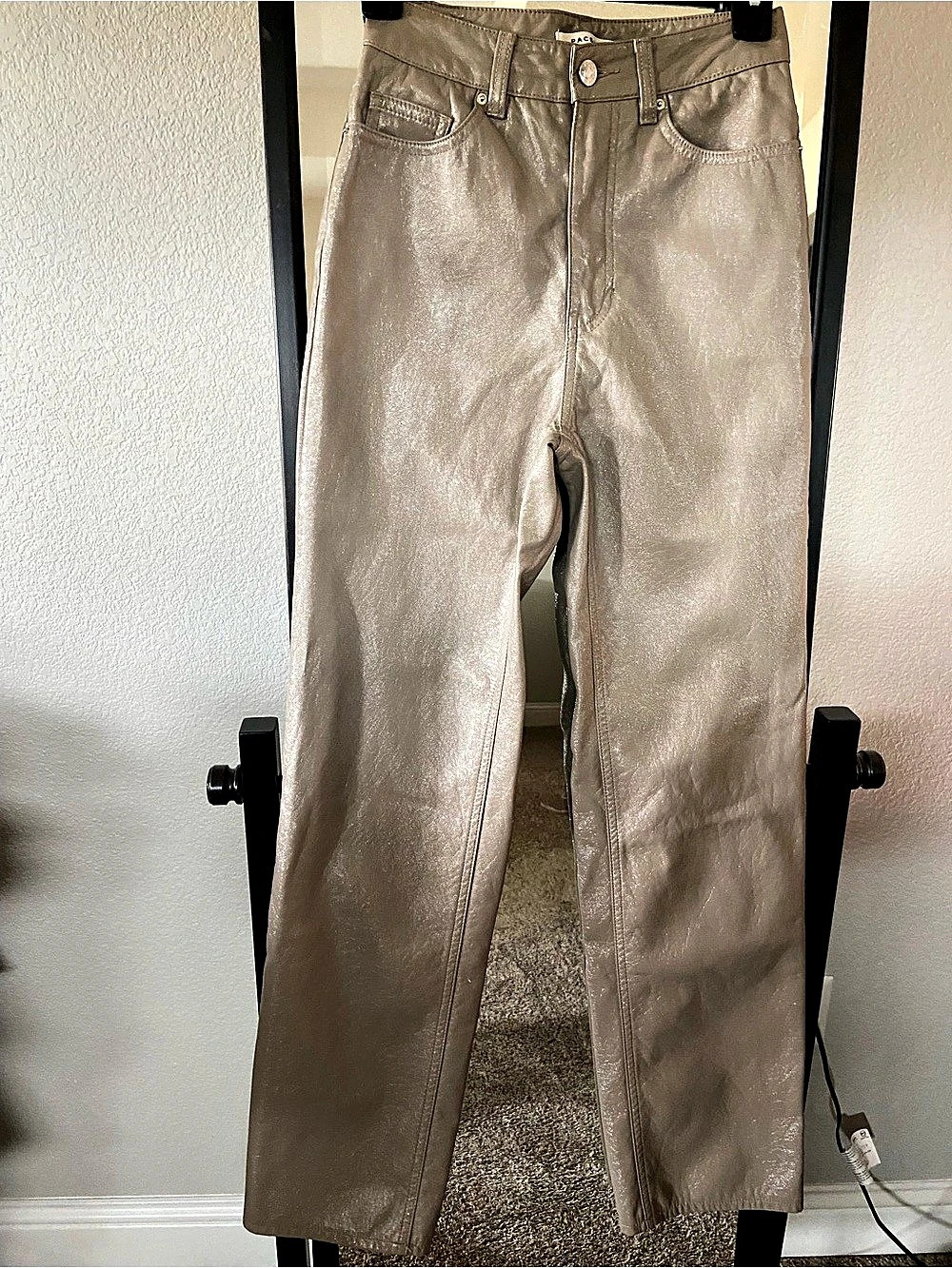 Pacsun 90s Boyfriend Coated Straight Leg Pants Taupe Waist 23